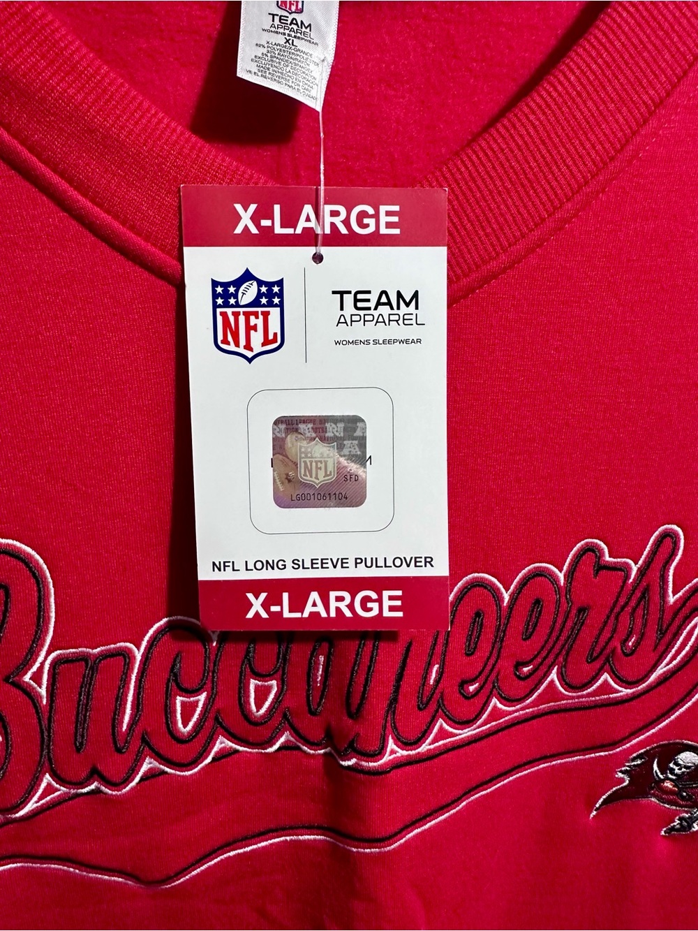 NFL Tampa Bay Buccaneers Red V-Neck Sweatshirt Size XL (1161) - Picture 5 of 6
